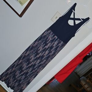 Elegant Navy and Multicolor Maxi Dress